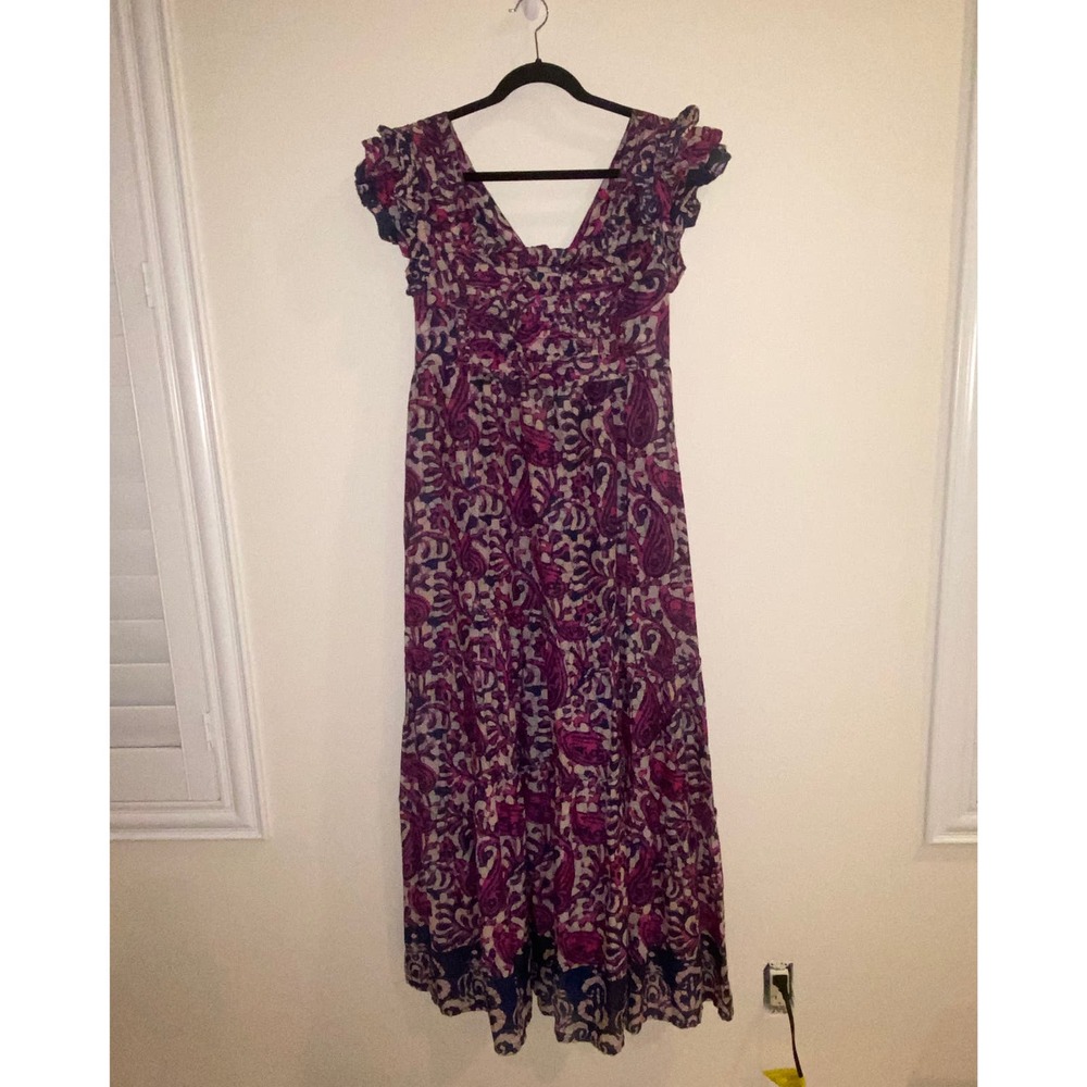 House of Harlow 1960 Dress Tie Back Ruffle  Tiered Maxi size Large